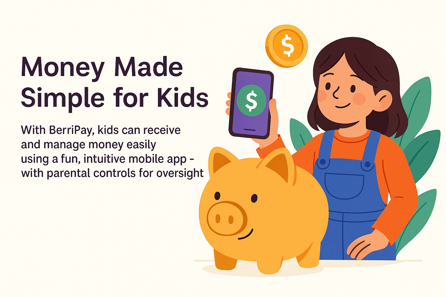 Money Made Simple for Kids - Child with smartphone and piggy bank